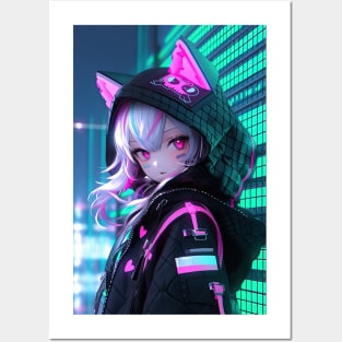 Neko anime girl Posters and Art